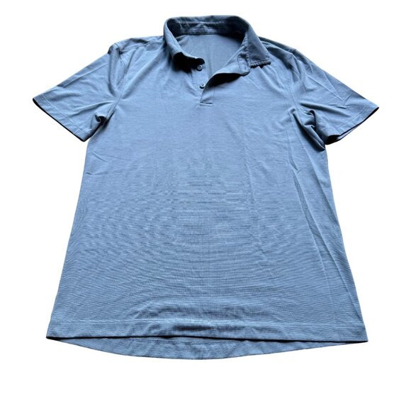 Lululemon Size L Ash Gray Soft Jersey Classic Fit Short Sleeve Polo Shirt Top - Picture 2 of 12